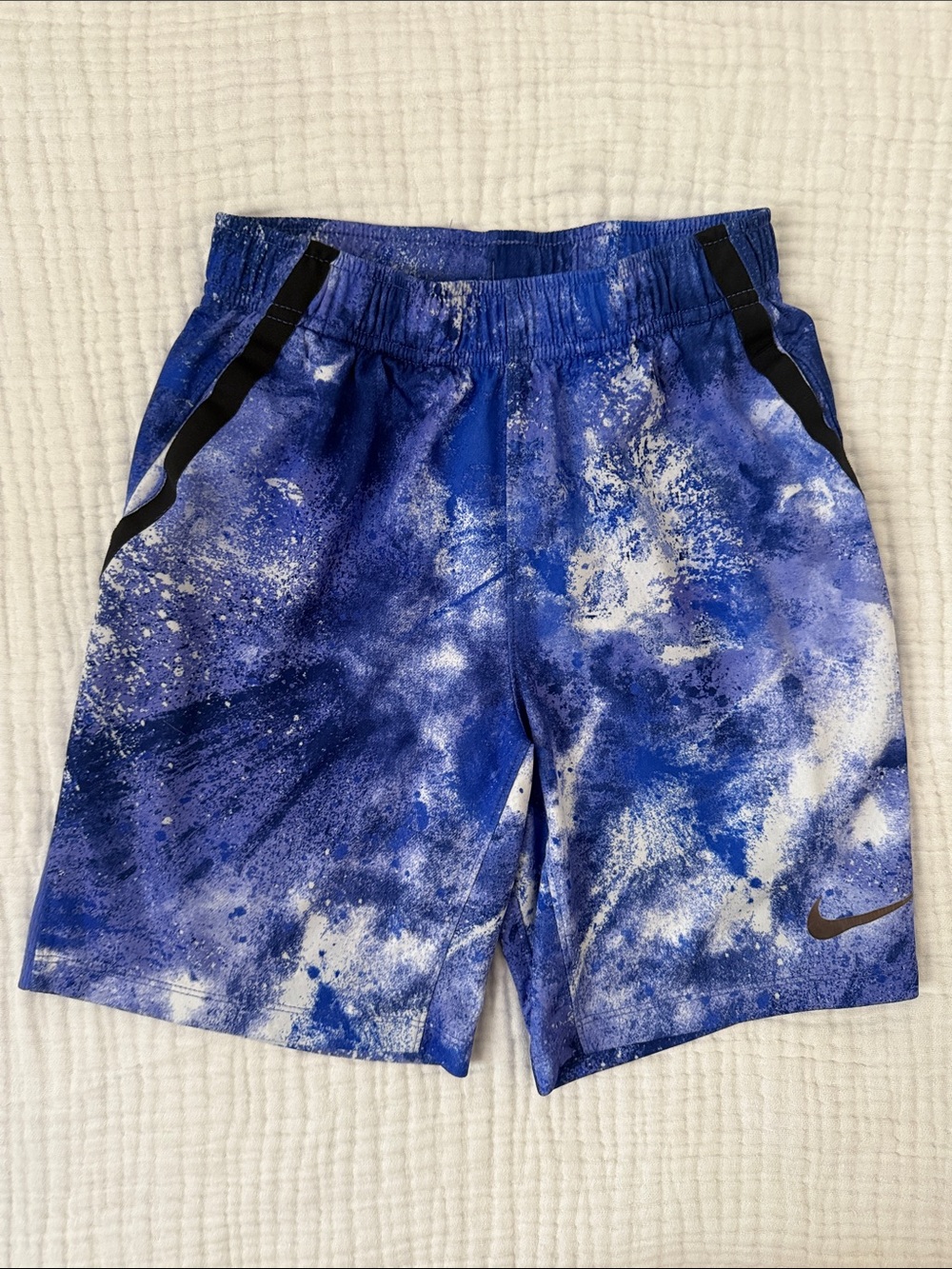 Nike Boys Blue and White Tie-Dye Dri-FIT Running Shorts